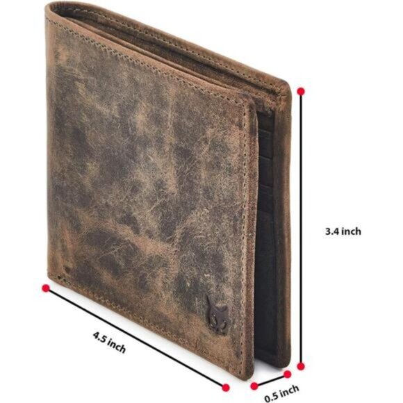 Mens Bifold Wallet RFID Blocking Slim Minimalist Cognac - Picture 2 of 6